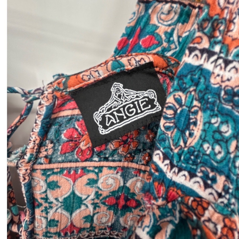 Angie Multicolor Boho Mini Dress with Ruffle Hem - Picture 3 of 7